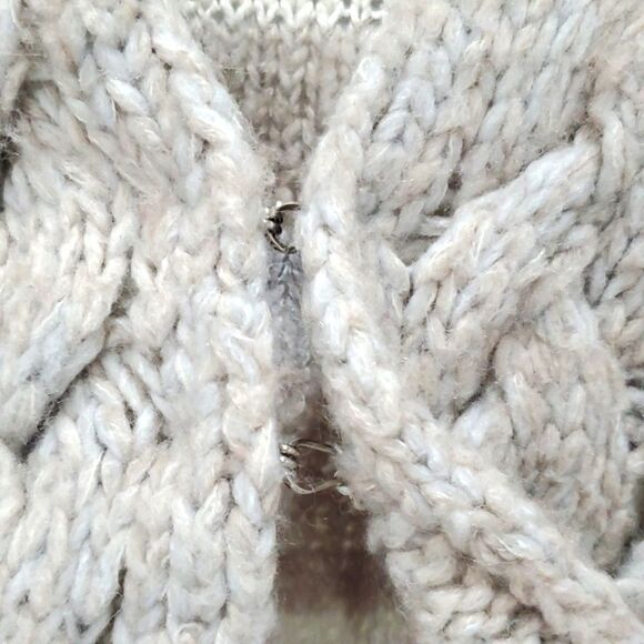 Free People Wool sweater cardigan chunky knit blue stripe twist braid, XS - Picture 7 of 7